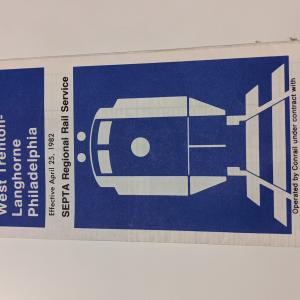 SEPTA Schedule (operated by Conrail under contract) - West Trenton, Langhorne, and Philadelphia - 1982-04-25
