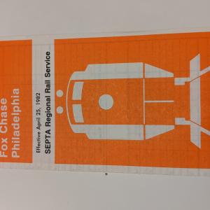 SEPTA Schedule (operated by Conrail under contract) - Fox Chase and Philadelphia - 1982-04-25