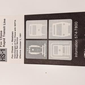 SEPTA Schedule - Fox Chase Rapid Transit Line - 1981-10-05
