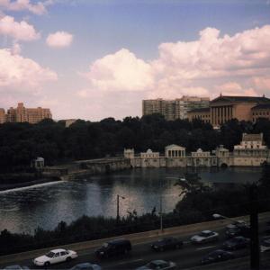 Philadelphia skyline, taken from OCS train on High Line