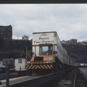 Pacific Fruit Express circus ramp trailer unloading