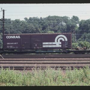 Wrecked 863B 268687 on PC flatcar 757544 at Enola, PA