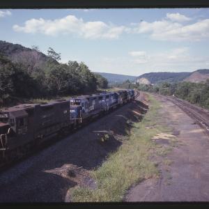 GP38-2s 7975, 8281, 8216, and 8098 with B23-7 1987 Westbound in Enola, PA