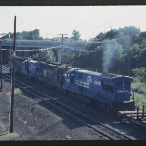 SD45 6206, U23B 2759, GP35 2342, and U33C 6846 Eastbound in Enola, PA