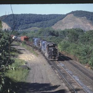 SD45 6206, U23B 2759, GP35 2342, and U33C 6846 Eastbound in Enola, PA