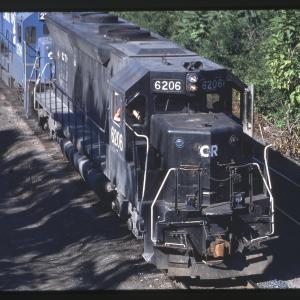 SD45 6206, U23B 2759, GP35 2342, and U33C 6846 Eastbound in Enola, PA
