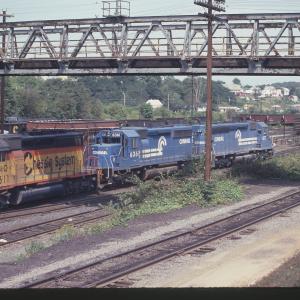 SD45 6177, SD40-2 6361, and B&O/Chessie SD40-2 7611 in Rutherford, PA