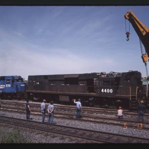 Wrecked E44s 4400 and 4439 at Rutherford, PA