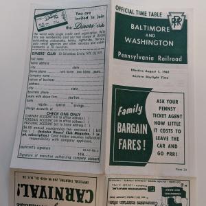 PRR Baltimore and Washington Official Time Table Effective August 1, 1961