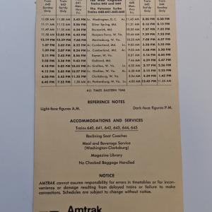 Amtrak Time Table for Trains 640, 641, 642, 643, 644 and 645. Effective February 7, 1972