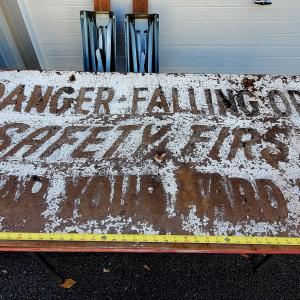 Danger Falling Ore sign From Conrail Pier 122 in South Philadelphia, PA,