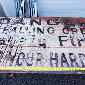 Danger Falling Ore sign From Conrail Pier 122 in South Philadelphia, PA,