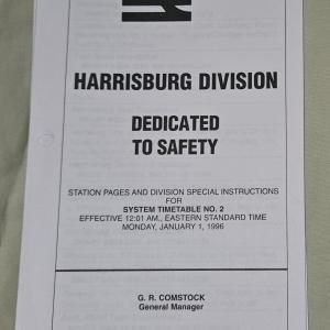 CR System Timetable No. 2, Harrisburg Division, 1996-01-01