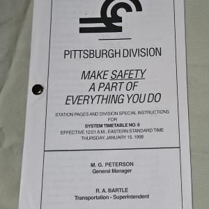 CR System Timetable No. 6, Harrisburg Division, 1998-01-15