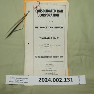 Metropolitan Region Timetable No. 7, in effect 1976-01-12
