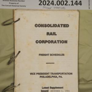 CR Freight Schedule Book, issued 1986-12-01