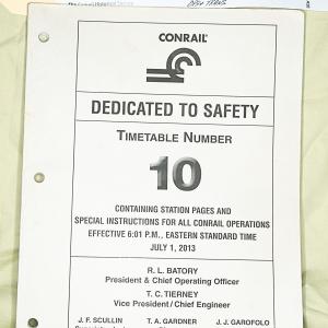 CR Timetable Number 10 Containing Station Papers and Special Instructions for all Conrail Operations