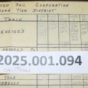 Southern Tier train dispatcher sheet, 1989-06-07
