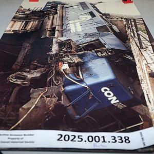 Photo Wreck of CR locomotives including #6480, 3184, Wilkinsburg PA, 1979-04-27