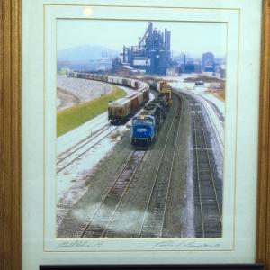 Framed photo CR loco #6787, Bethlehem PA, signed by artist