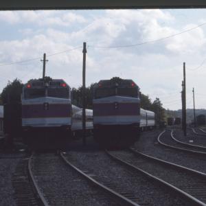 MBTA equipment in a yard
