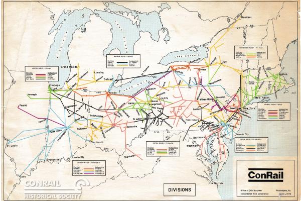 Conrail Divisions Map April 1 1976