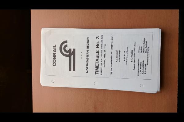 Conrail Northeastern Region Employee Timetable, 1984-04-29, No. 3