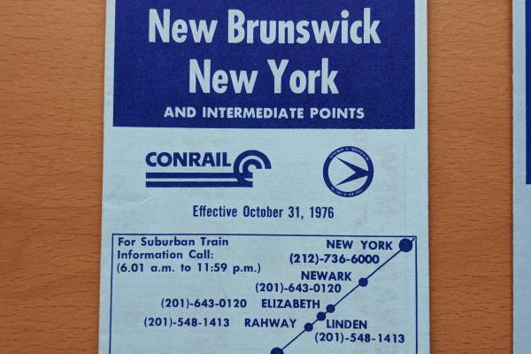 Conrail and NJDOT Schedule - Northeast Corridor - 1976-10-31
