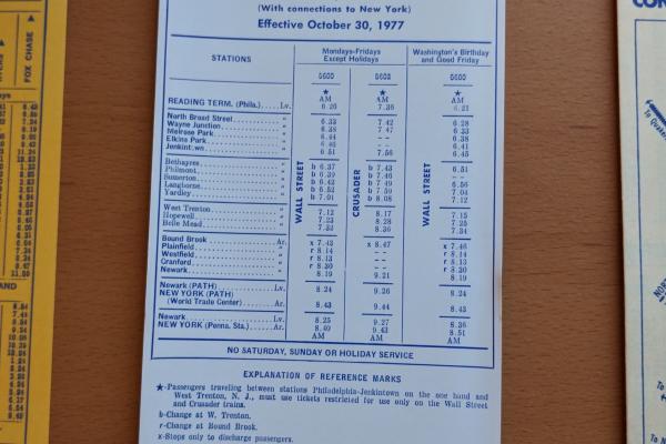 Conrail and SEPTA Schedule - Philadelphia and Newark NJ - 1977-10-30