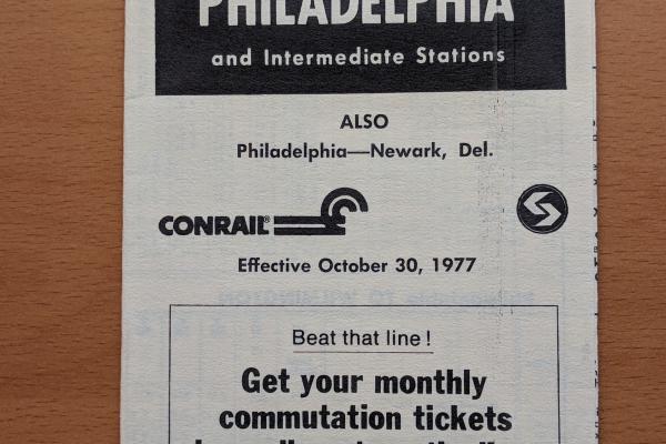 Conrail and SEPTA Schedule - Wilmington and Philadelphia - 1977-10-30