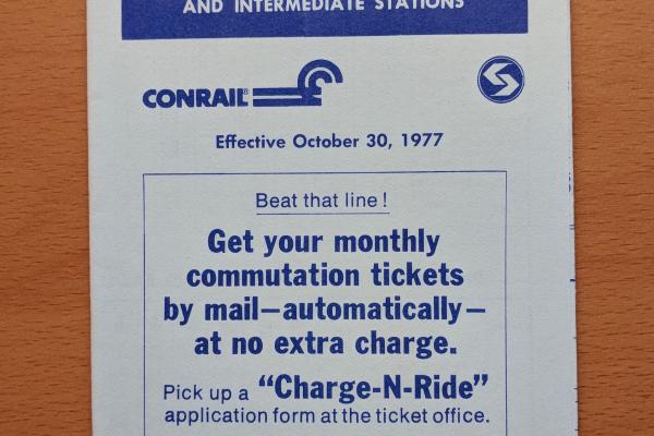 Conrail and SEPTA Schedule - Paoli, Bryn Mawr, and Philadelphia - 1977-10-30