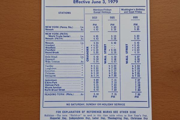 Conrail and SEPTA Schedule - Philadelphia and Newark NJ - 1979-06-03