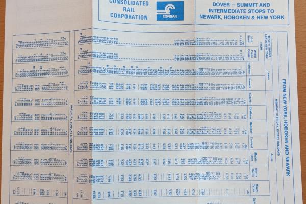 Conrail and NJDOT Schedule - Morristown Line - DATE?