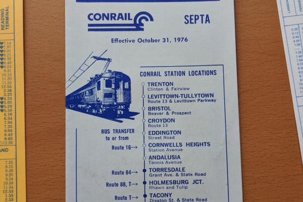 Conrail and SEPTA Schedule - Trenton, Levittown, Torresdale, and Philadelphia - 1979-06-01