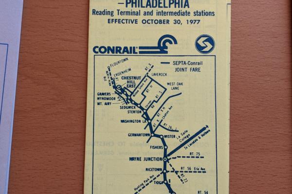 Conrail and SEPTA Schedule - Chestnut Hill East and Philadelphia - 1977-10-30