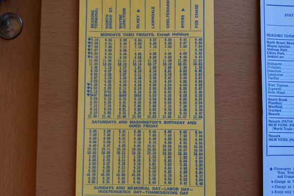 Conrail and SEPTA Schedule - Olney, Lawndale, Cheltenha, Ryers, Fox Chase, and Philadelphia - 1977-10-30