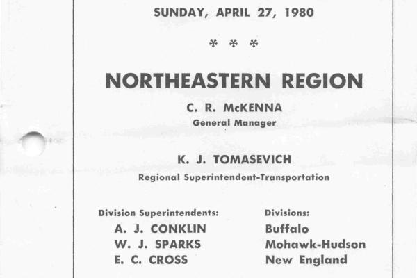 Conrail Northeastern Region Employee Timetable, 1980-04-27, No. 1