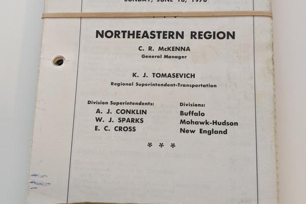 Conrail Northeastern Region Employee Timetable, 1978-06-18, No. 1