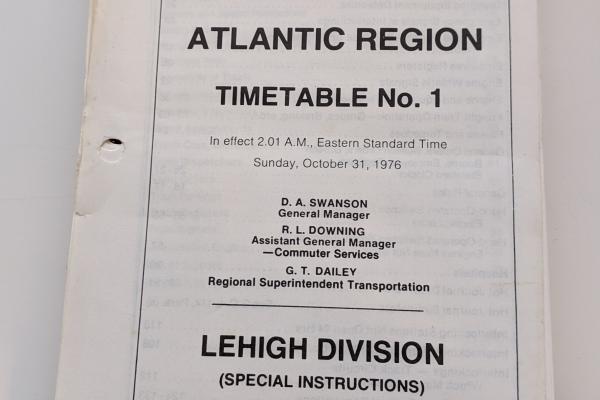 Conrail Atlantic Region Employee Timetable, 1976-10-31, No. 1 (Lehigh Division Special Instructions)