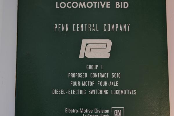 Penn Central Locomotive Bid: Group 1 Proposed Contract 5010 for Four Motor Four Axle Diesel Electric Switching Locomotives