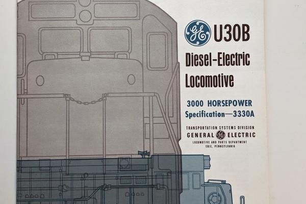 Locomotive Specifications Booklet: GE U30B Specification 3330A