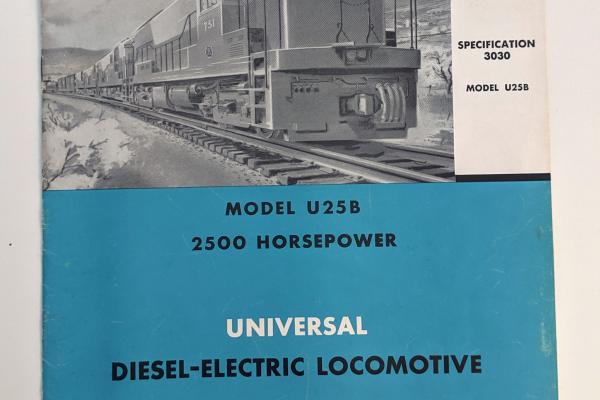 Locomotive Specifications Booklet: GE U25B Specification 3030