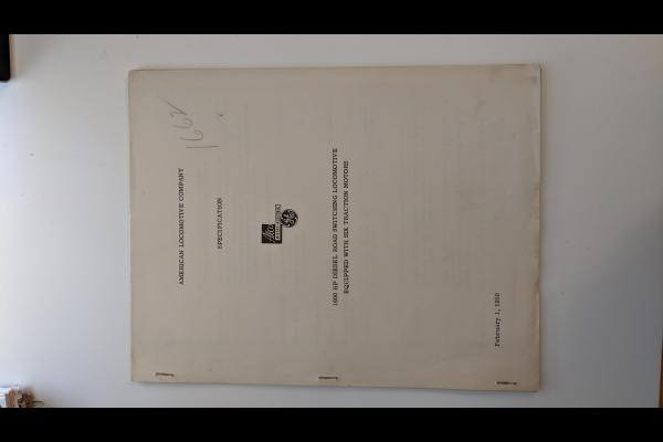 Locomotive Specifications Booklet: Alco RSD-5 1600 HP Six Axle Road Switching Locomotive