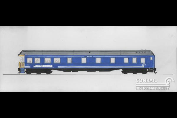 Conrail Observation Car Concept Painting (Original Watercolor) by Bob Lorenz, 1978-06-22