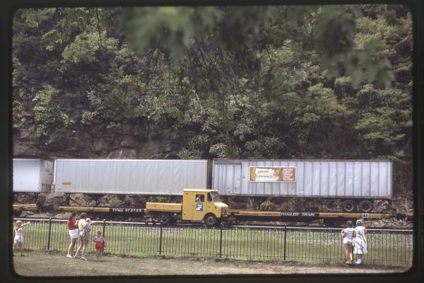 Conrail X1026 at Horseshoe Curve, Altoona PA in 8/83