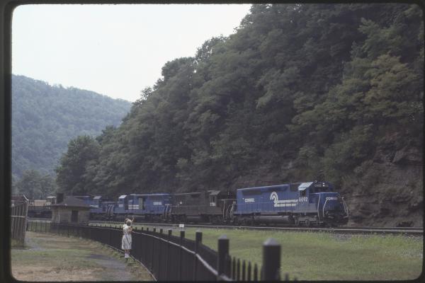Conrail 6692 at Horseshoe Curve, Altoona PA in 8/83