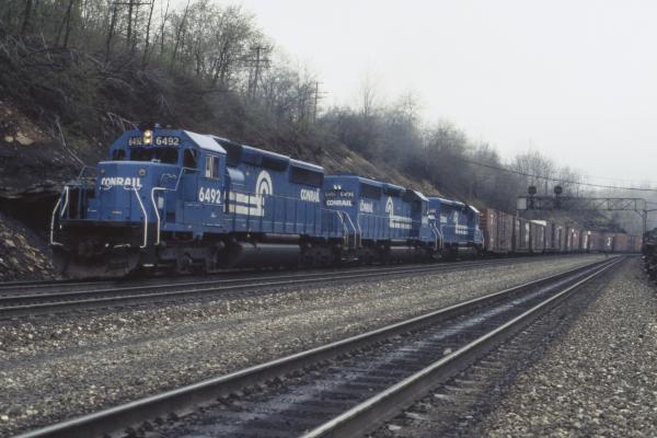 Conrail 6492 in Tunnelhill PA on 5/5/89
