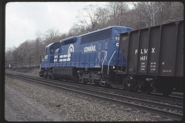 Conrail 6657 at MG Tower, Altoona PA on 5/6/89