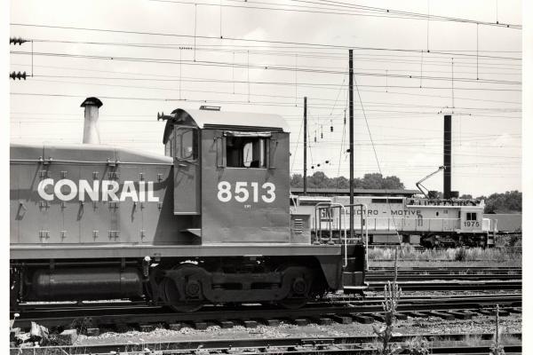 Photograph of SW1 8513 and GM6C 1975 at Harrisburg. 6/76
