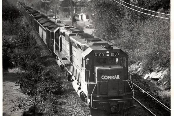 Photograph of SD45 6103 at West Reading. 10/12/76